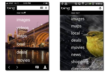 Bing para ios y Android, antes que para Windows Phone