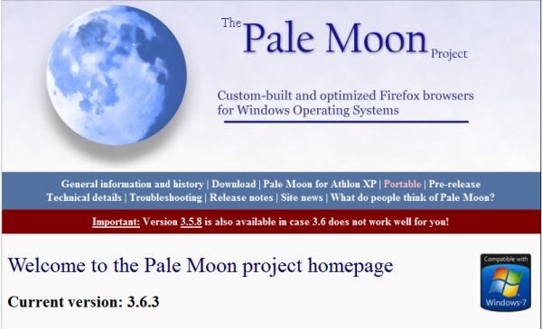 Navegador Pale Moon el clon de Firefox